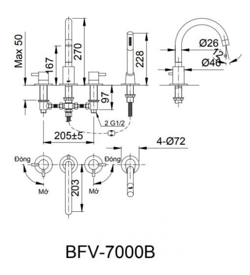 Voi Bon Tam Sen Nong Lanh Inax BFV 7000B