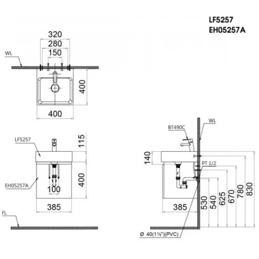ban ve bo tu lavabo caesar LF5257 EH05257AWV
