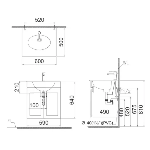 ban ve bo tu lavabo caesar lf5024 eh15024av