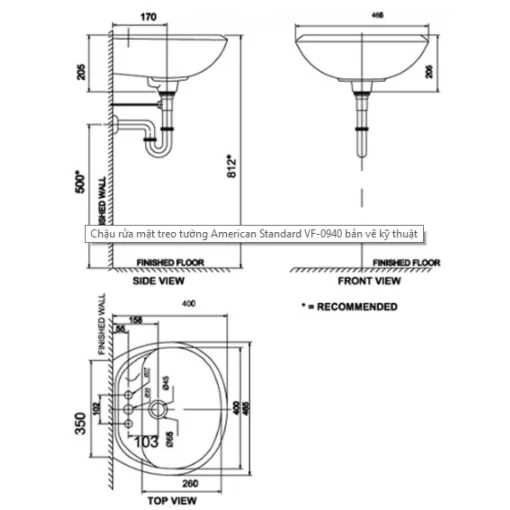 ban ve lavabo treo tuong american standard VF 0940