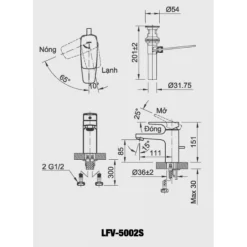 ban ve voi chau rua mat lavabo inax LFV 5002S