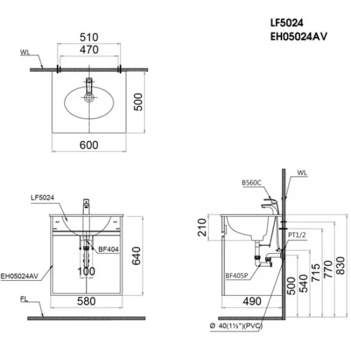 bo tu lavabo caesar LF5024 EH05024AV