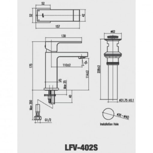 voi lavabo rua mat nong lanh inax lfv 402s 3 lo